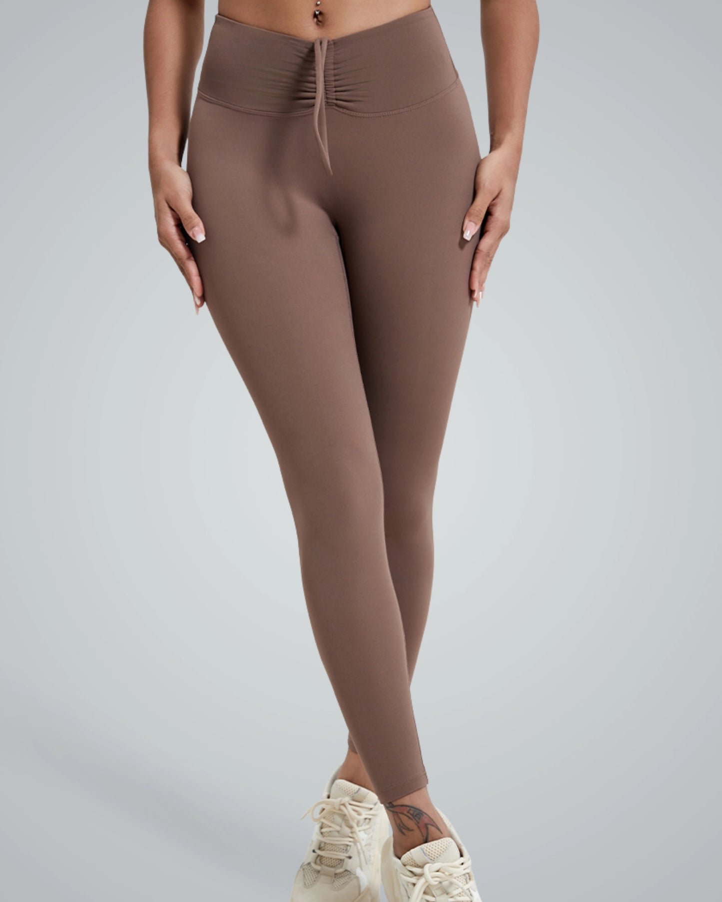 Bandsam Coral Crush Leggings for women, featuring high-rise design, scrunch-back, and soft stretch for yoga, workout, and lounging comfort.