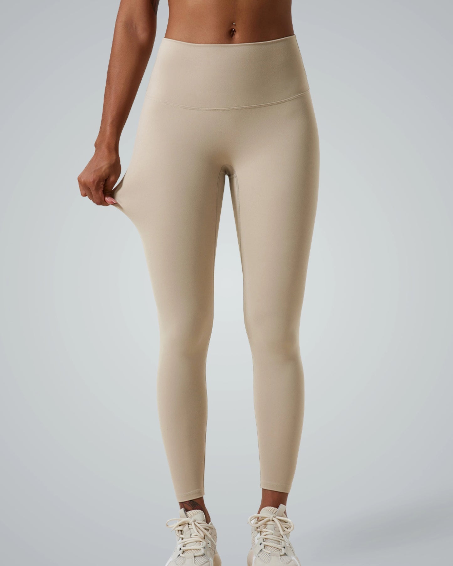 Bandsam UltraSkin Fit Leggings in beige showcasing stretch, support, and comfort, perfect for yoga, workout, or leisure activities.