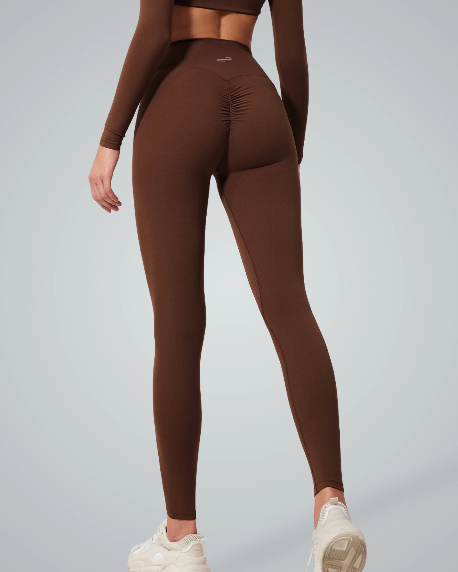 Bandsam AllureFit Leggings in brown, showcasing stretch and comfort for women in activewear, perfect for yoga, pilates, and workouts.