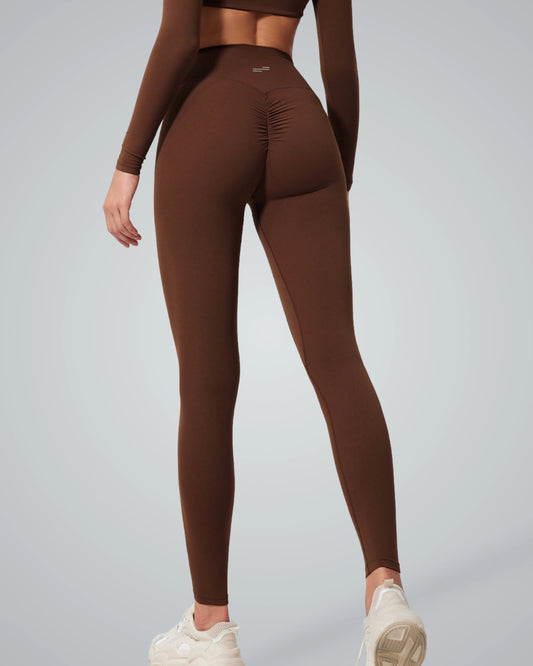 Bandsam AllureFit Leggings in brown, showcasing stretch and comfort for women in activewear, perfect for yoga, pilates, and workouts.