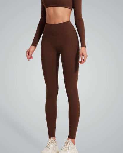 Alt Tag: Bandsam AllureFit Leggings in brown, offering stretch, comfort, and support for workout, yoga, pilates, and daily outings.