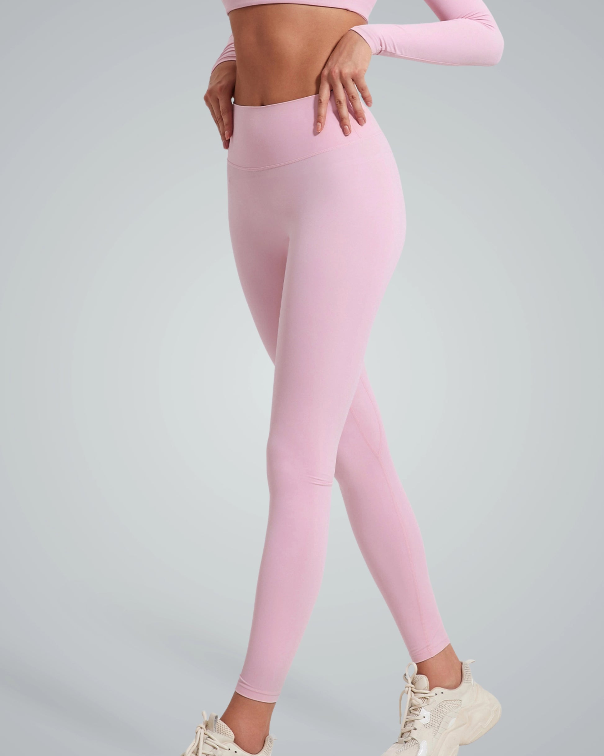 Bandsam AllureFit Leggings in pink, offering stretch and comfort for yoga, pilates, workout, or lounging. Perfect women's activewear.