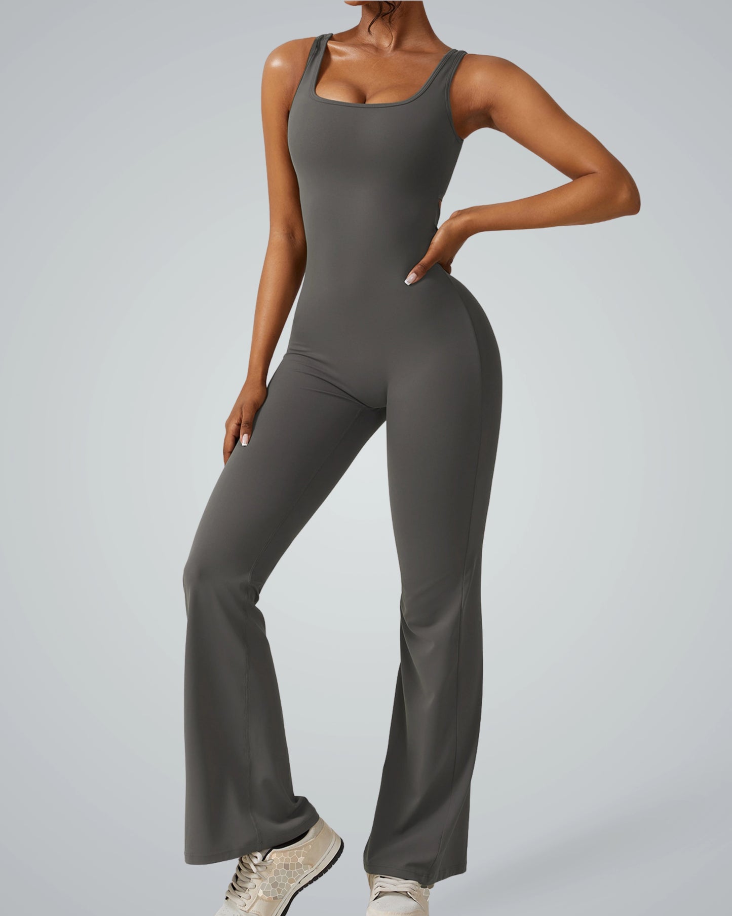 Bandsam AuraFlow Jumpsuit for women, featuring stretch, flexible comfort and support, ideal for yoga, pilates, or lounging.