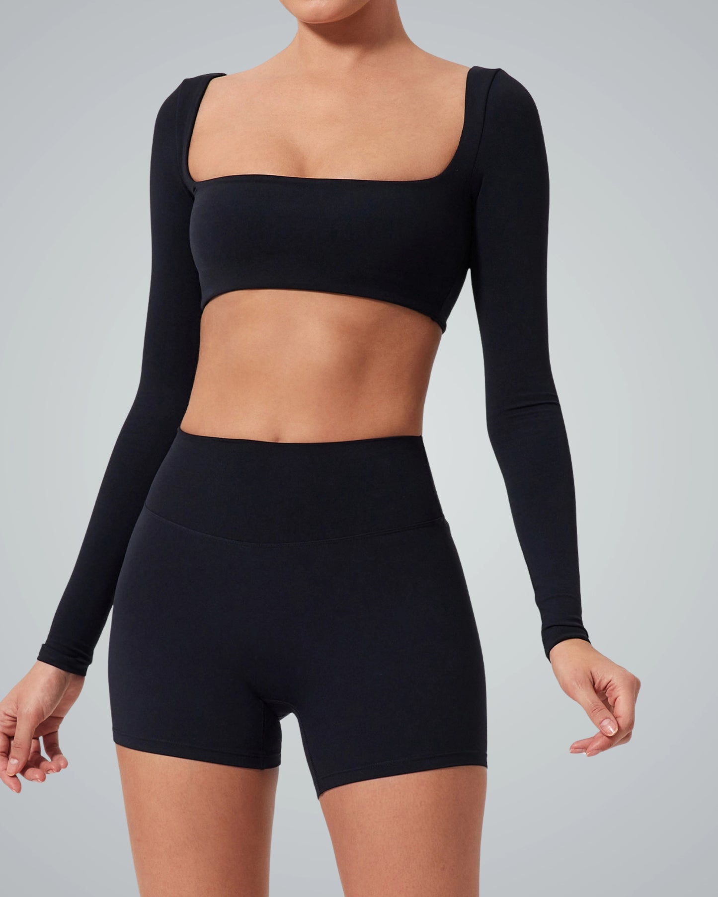 Black BalanceLine Top by Bandsam, stylish and comfortable silhouette for yoga and everyday wear.