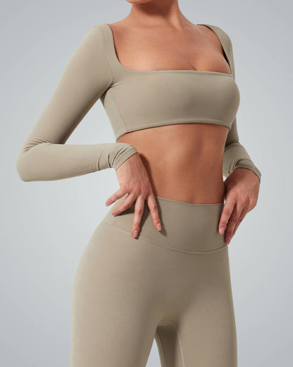 BalanceLine Top by Bandsam in soft beige, perfect for yoga and stylish everyday wear.