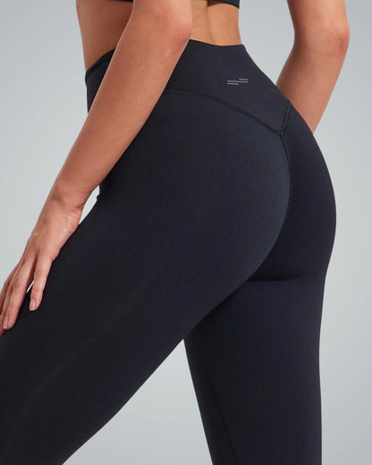 Bandsam Calm Wave Leggings for women, high-rise black leggings ideal for yoga, pilates, and workouts offering stretch, comfort, and support.
