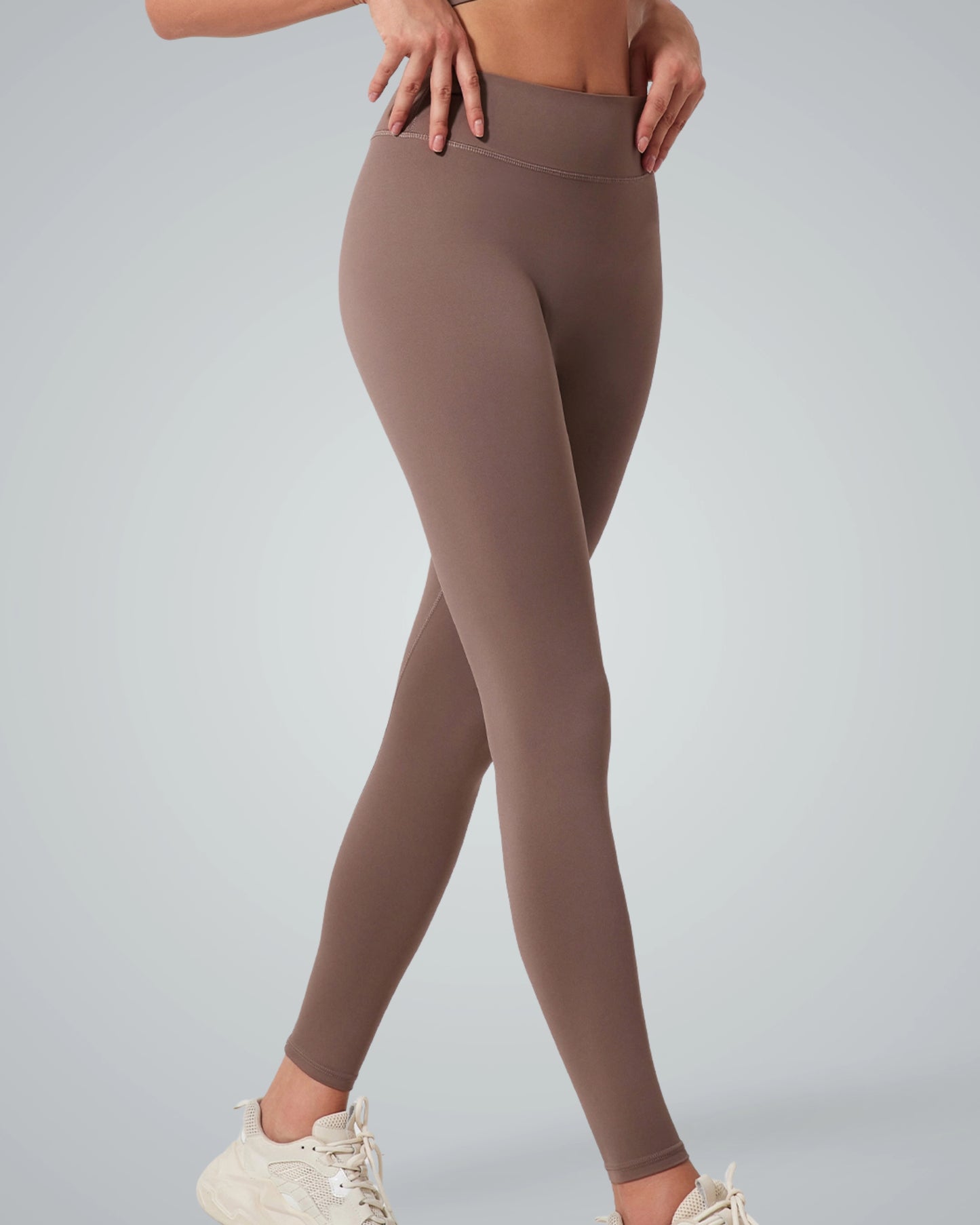 Bandsam Calm Wave Leggings for women in soft brown, ideal for yoga, pilates, and exercise. Stretchy, comfortable activewear.