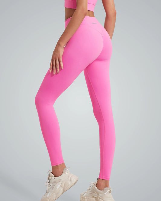 Bandsam Calm Wave Leggings for women in pink, high-rise activewear offering stretch, comfort, and support for yoga, pilates, and lounging.