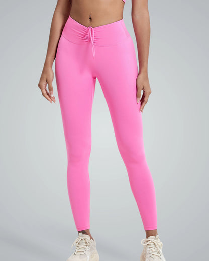 Bandsam Coral Crush Leggings - pink high-rise, stretch activewear for women. Soft, flexible support for yoga, pilates, lounging, outings.