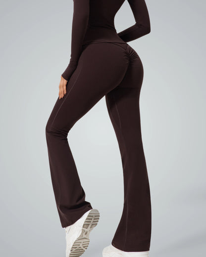 Bandsam CurvAlign Pants showcasing stretch and comfort, perfect for yoga, pilates, workout, or lounging, with stylish ruched design.