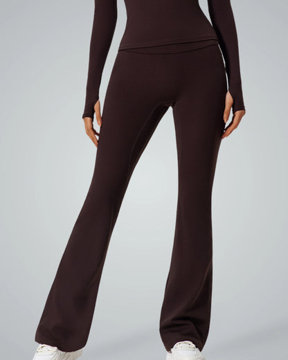 Bandsam CurvAlign Pants for women in black, showcasing flexible, soft activewear perfect for yoga, pilates, workouts, and lounging.