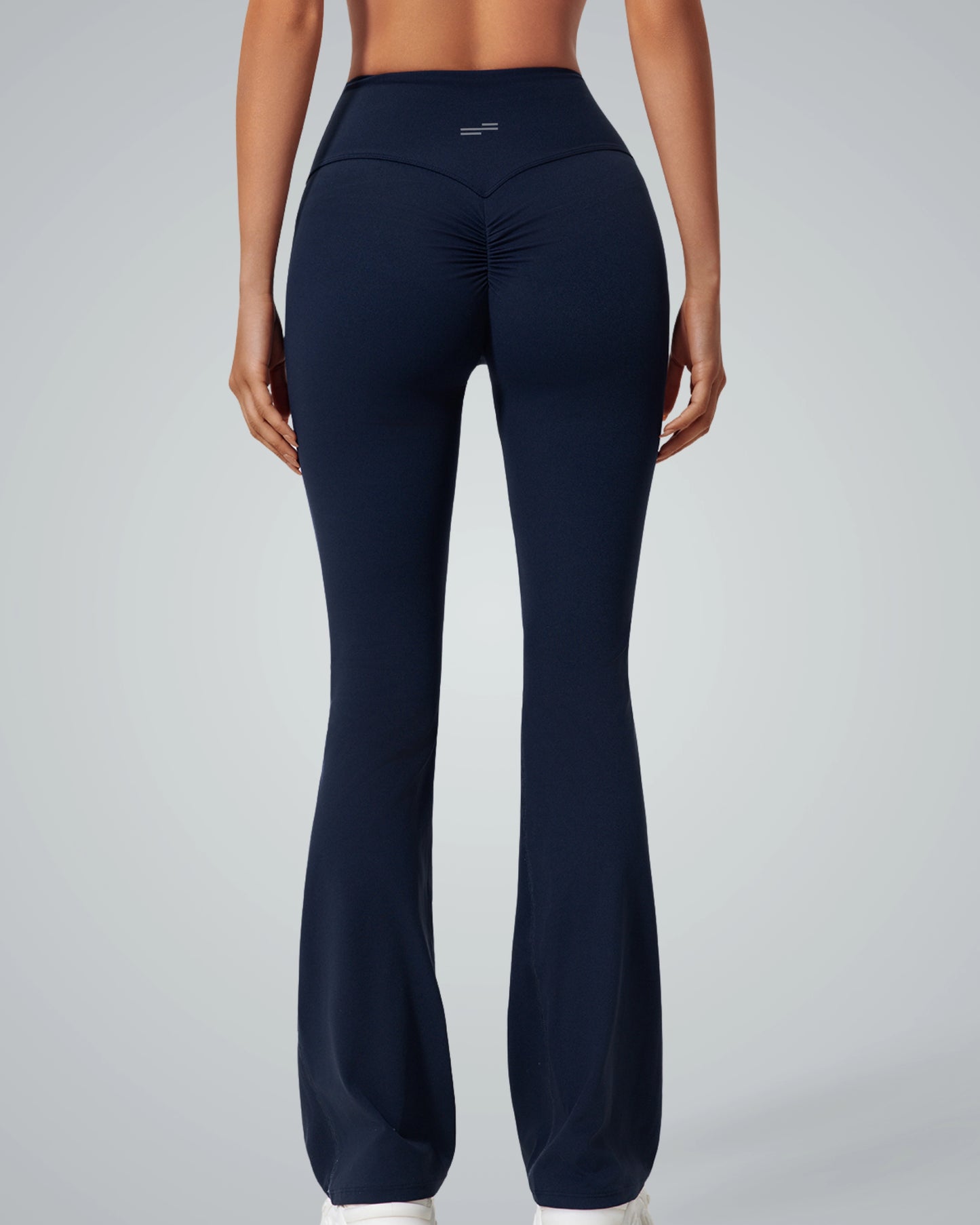 Back view of Bandsam CurvAlign Pants showing high-waist, ruched detail, stretchy fabric for yoga, workout, and lounging comfort.