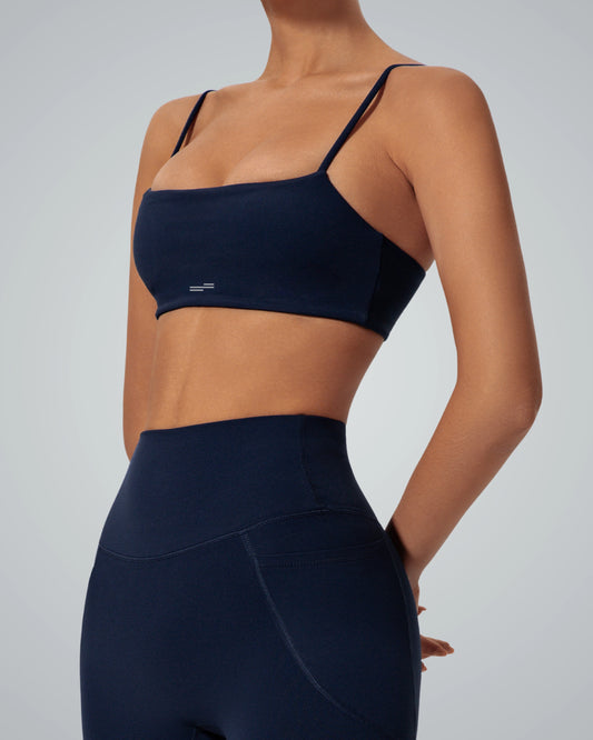 Bandsam GlowLift Bra in navy, offering stretch, comfort, and support for women. Ideal for yoga, pilates, and activewear outings.