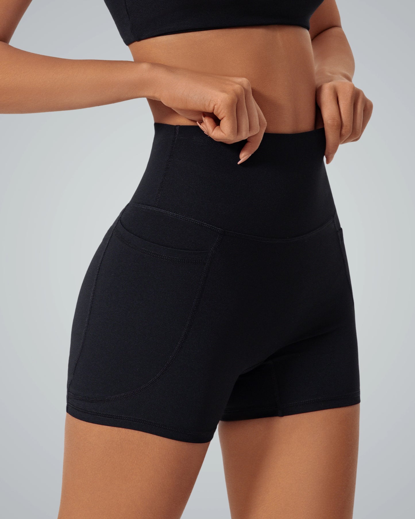 Bandsam LilaFit high-rise short for women, featuring stretch fabric, comfort, flexibility, perfect for yoga, pilates, lounging, and workouts.