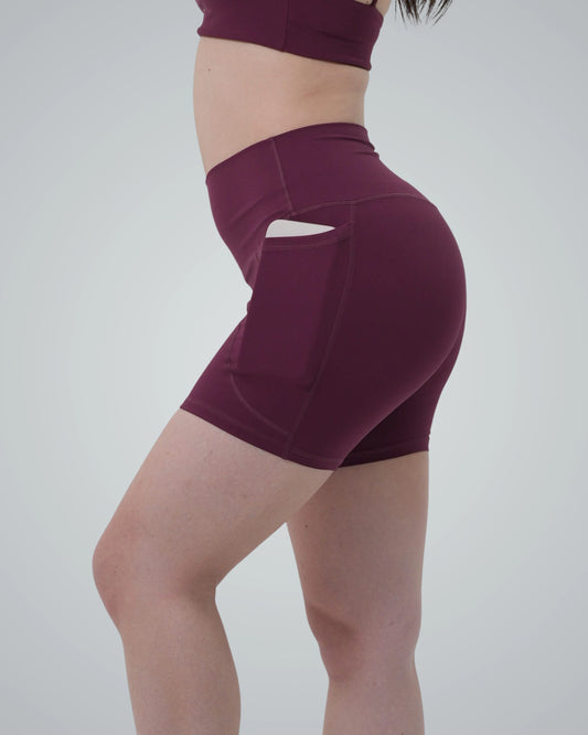 Bandsam LilaFit Shorts for women, high-rise activewear with pocket, ideal for yoga, workout, and lounging, offering stretch and comfort.