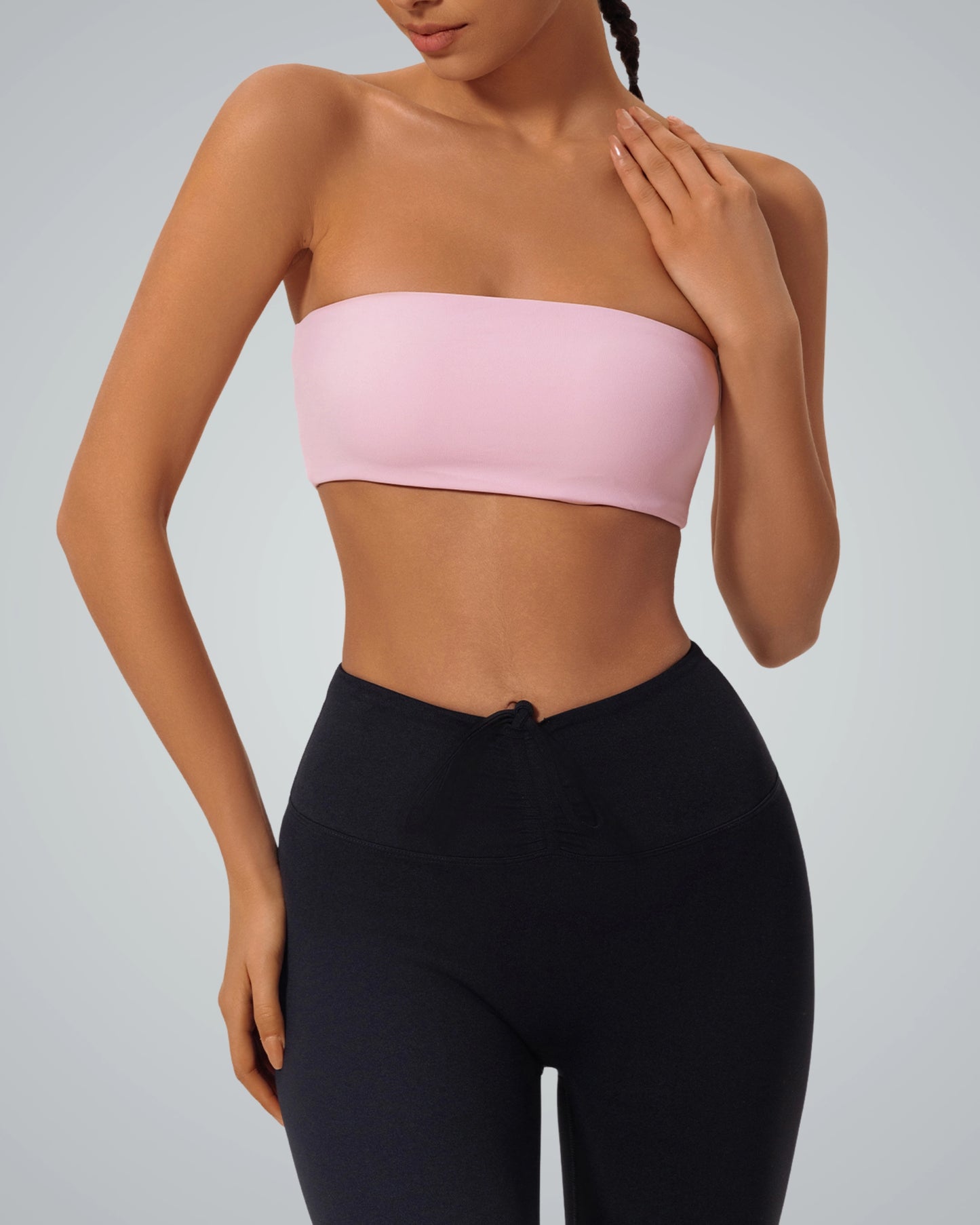 Bandsam LushBreeze Bra in pink, strapless, seamless for activewear; ideal for comfort, yoga, pilates, lounging, and women's outings.