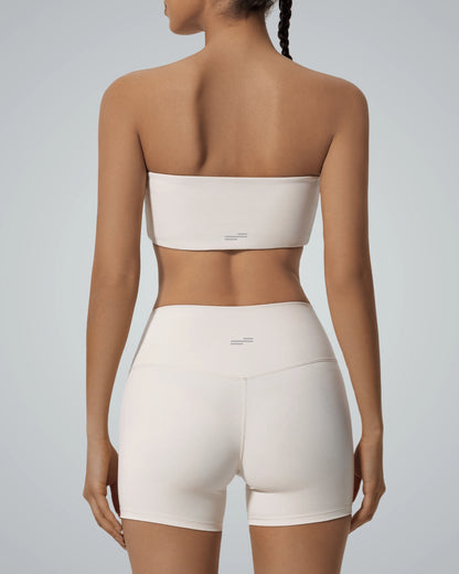 Back view of a woman wearing a Bandsam LushBreeze Bra, showcasing its seamless fit and ultra-soft fabric, ideal for activewear and lounging.