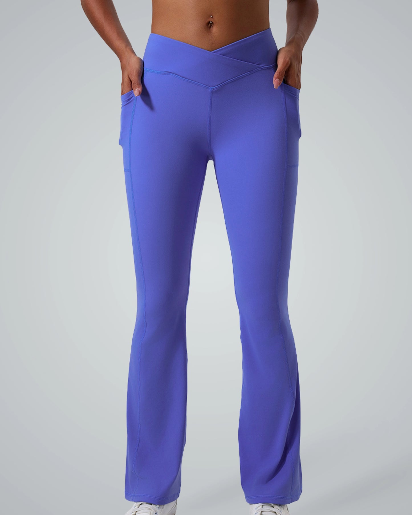 Bandsam PeakFit Pocket Leggings - flared, high-waisted activewear with side pockets. Stretchy, comfy for yoga, pilates, or casual outings.