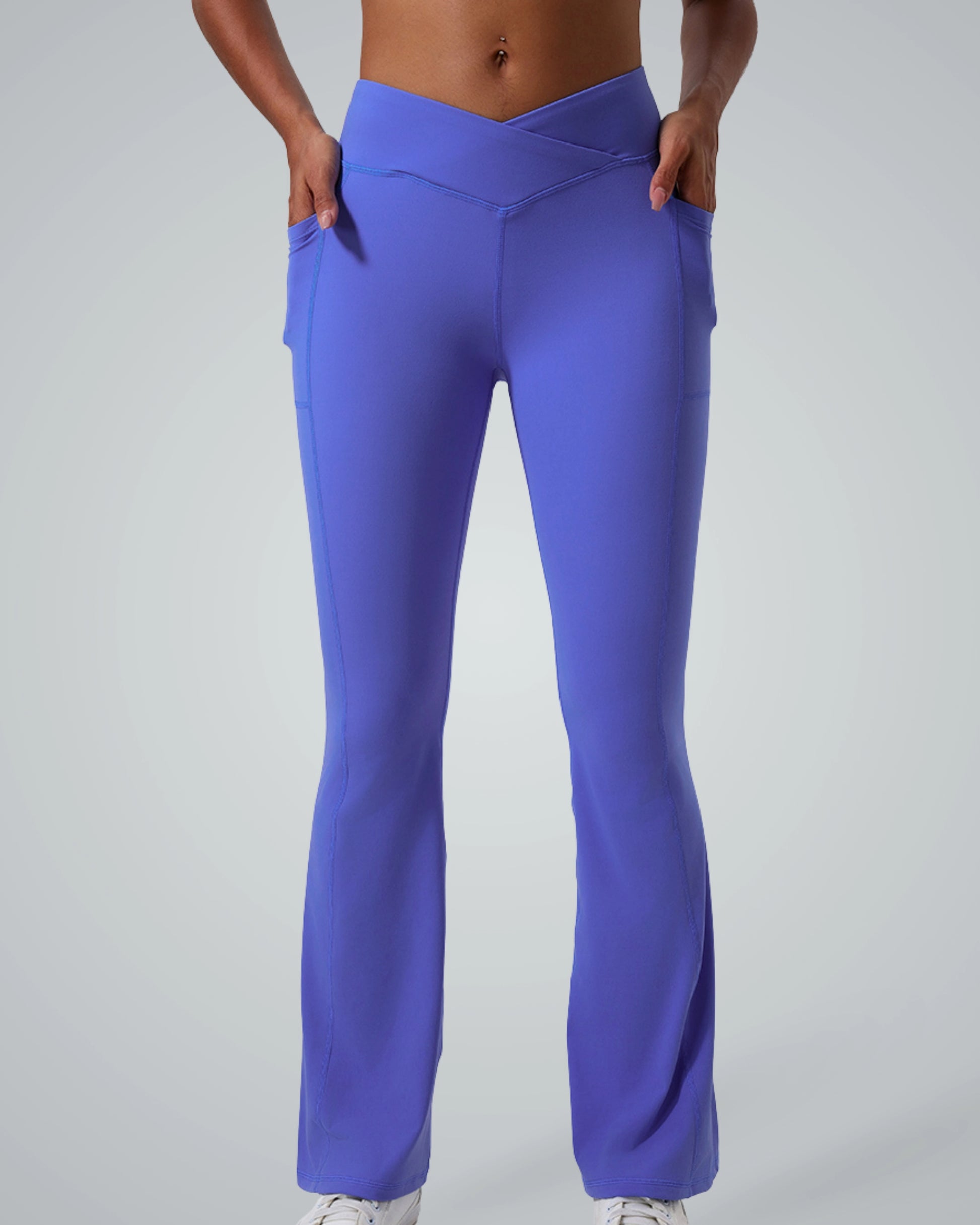 Bandsam PeakFit Pocket Leggings - flared, high-waisted activewear with side pockets. Stretchy, comfy for yoga, pilates, or casual outings.