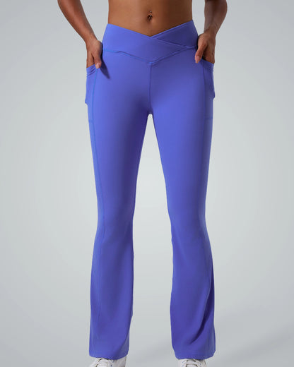 Bandsam PeakFit Pocket Leggings - flared, high-waisted activewear with side pockets. Stretchy, comfy for yoga, pilates, or casual outings.