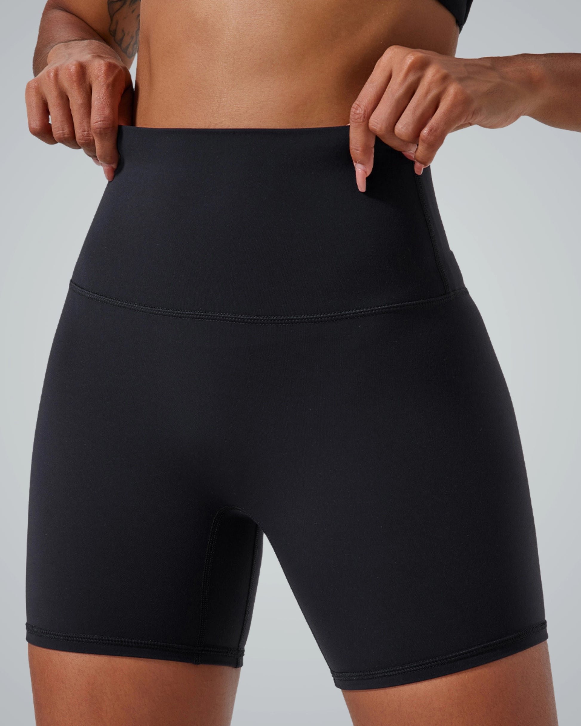 Bandsam SereneFit Shorts for Women - High waist, stretch activewear ideal for yoga, pilates, or lounging. Soft and flexible workout shorts.