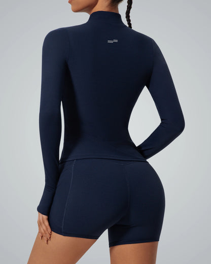 Bandsam SmoothFit Long Sleeve in navy, women's activewear, offering soft, flexible comfort for yoga, pilates, lounging, and workouts.