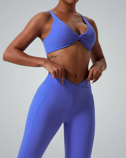 Bandsam TwistFit Bra in blue, stretch soft activewear for women, ideal for workout or yoga, offering versatile support.