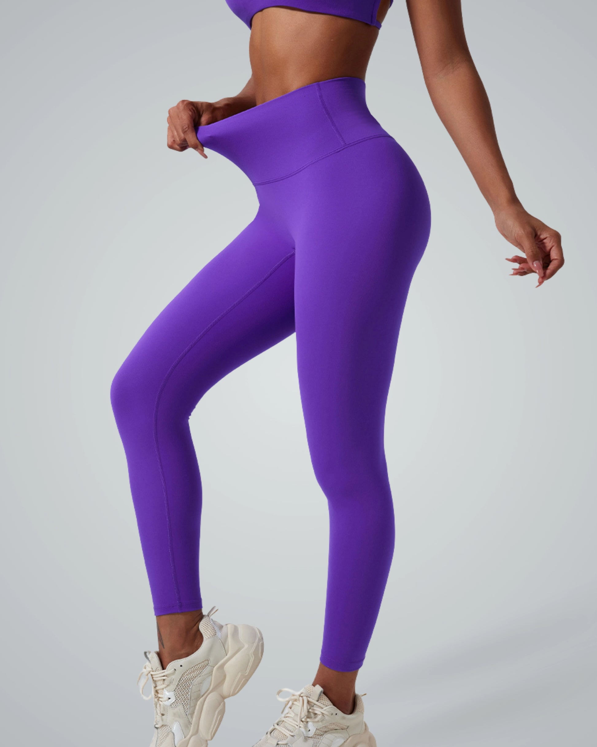 Bandsam UltraSkin Fit Leggings in purple, high-waisted for stretch and support, ideal for yoga, pilates, workout, and daily comfort.