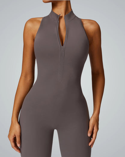 Bandsam VelocityVibe Jumpsuit: high-neck, zip design, women's activewear ideal for yoga, pilates, and lounging. Stretchy comfort.