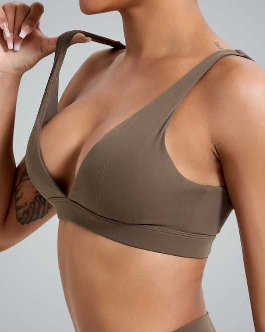 Side view of Bandsam Verda Vibe Bralette highlighting soft, flexible fit ideal for women's activewear, yoga, pilates, and lounging.