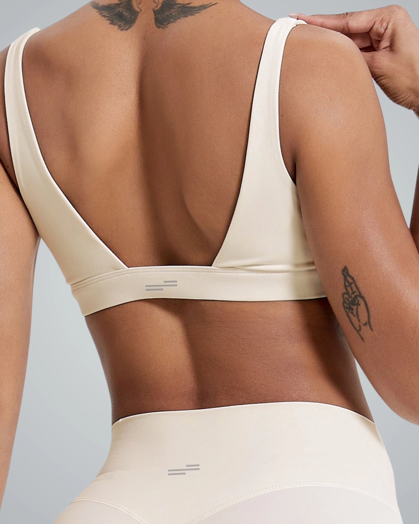 Back view of Bandsam Verda Vibe Bralette showcasing stretchy, soft material ideal for comfort and support during yoga or lounging.
