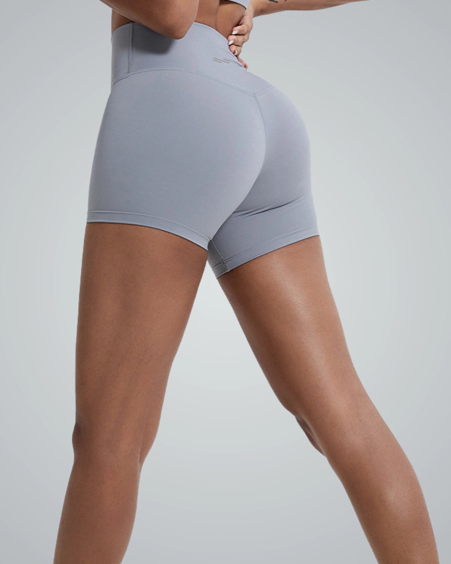 Bandsam VibrantMove Shorts in grey, showcasing ultra-light, flexible activewear perfect for yoga, pilates, and workouts, offering support and comfort.