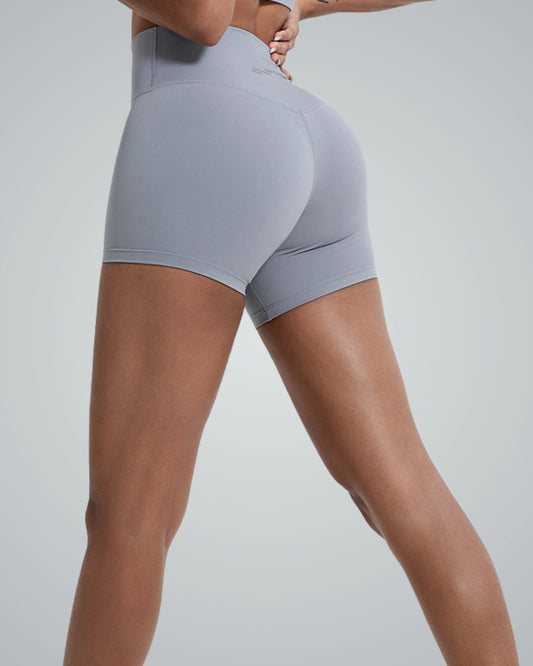 Bandsam VibrantMove Shorts in grey, showcasing ultra-light, flexible activewear perfect for yoga, pilates, and workouts, offering support and comfort.