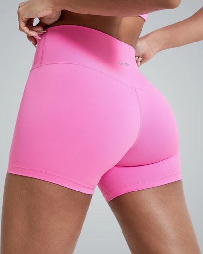 Bandsam VibrantMove Short for women in pink, showcasing ultra-light, flexible activewear perfect for yoga, pilates, workouts, and lounging.