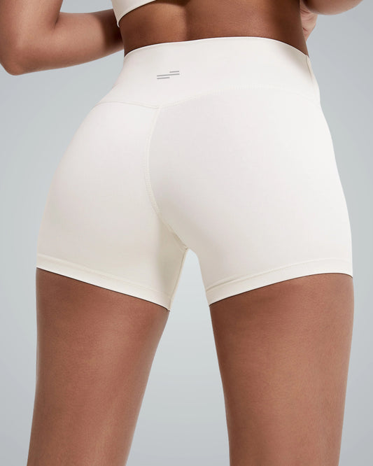 Bandsam VibrantMove Shorts for women in white, showcasing stretch, flexibility, and comfort. Perfect for yoga, workout, or lounging.