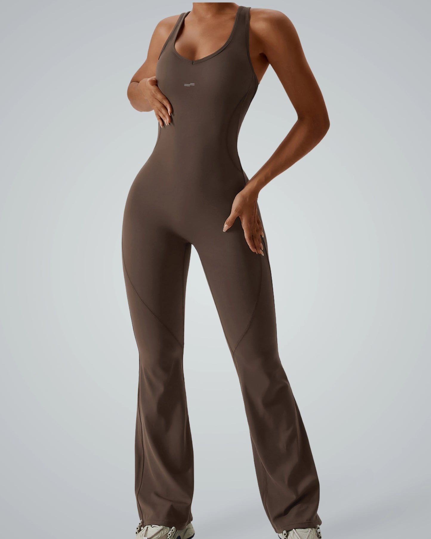 Bandsam VitalFlare Jumpsuit for women, showcasing stretch activewear for comfort, support, yoga, pilates, and lounging.