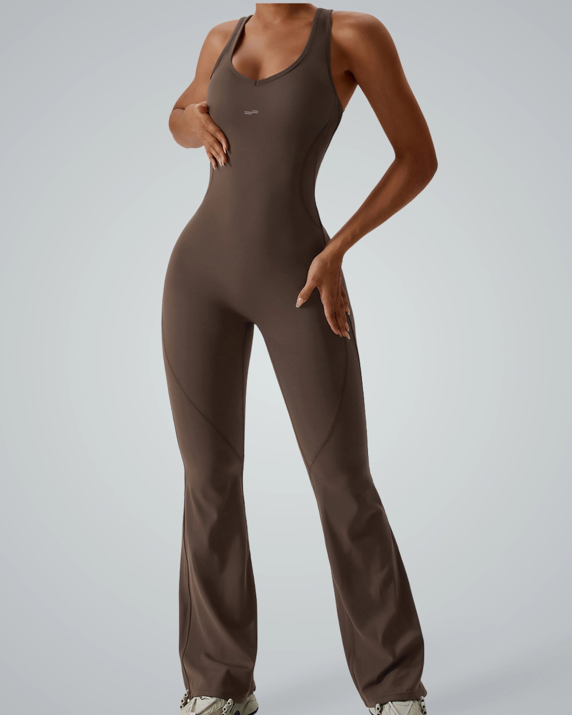 Bandsam VitalFlare Jumpsuit for women, showcasing stretch activewear for comfort, support, yoga, pilates, and lounging.